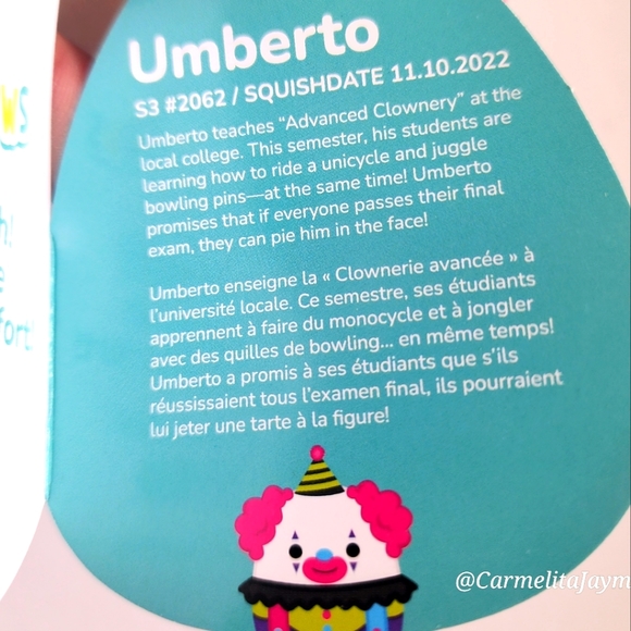 CUSTOM 💎 UMBERTO 🤡 Blacklight Clown Clip Original Squishmallows  ☆》NWT《☆ - Picture 6 of 9